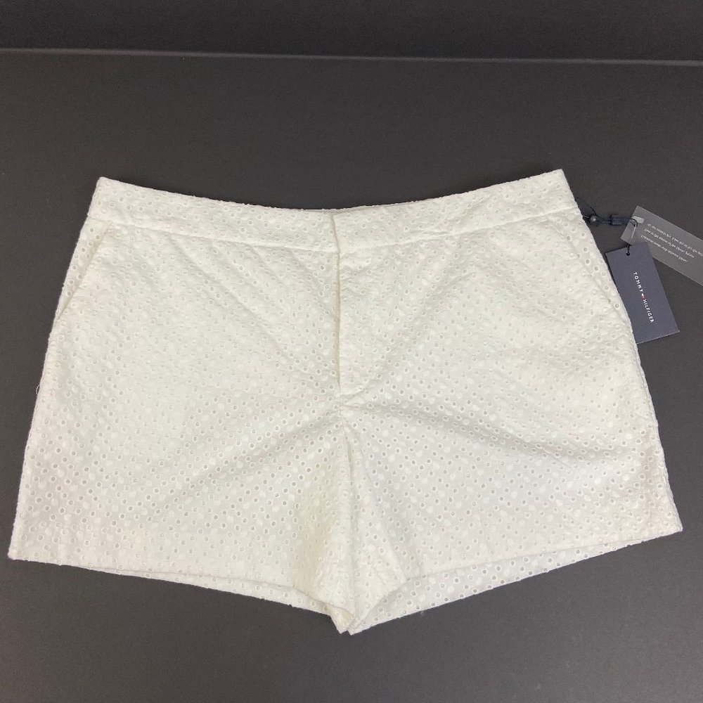 Tommy Hilfiger White Eyelet Lace Shorts  12 NWT